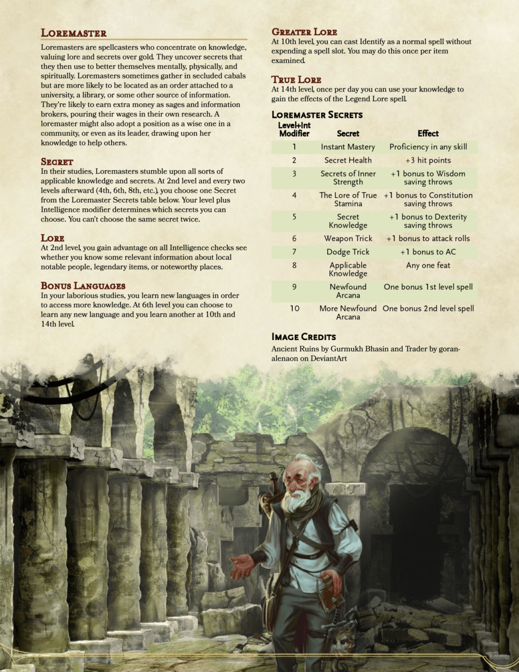 Wizard Arcane Tradition:&nbsp;Loremaster