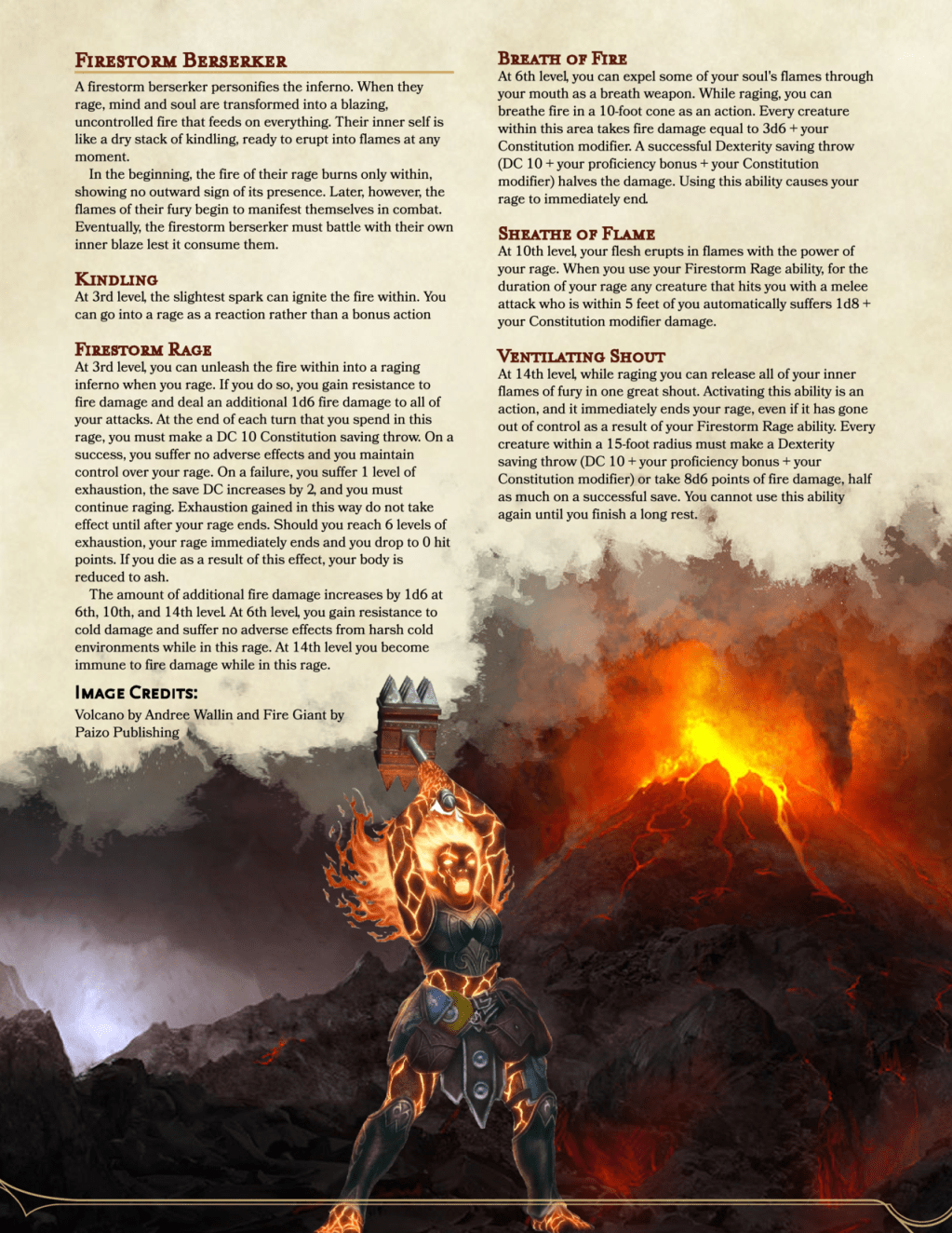 Barbarian Primal Path: Firestorm&nbsp;Berserker