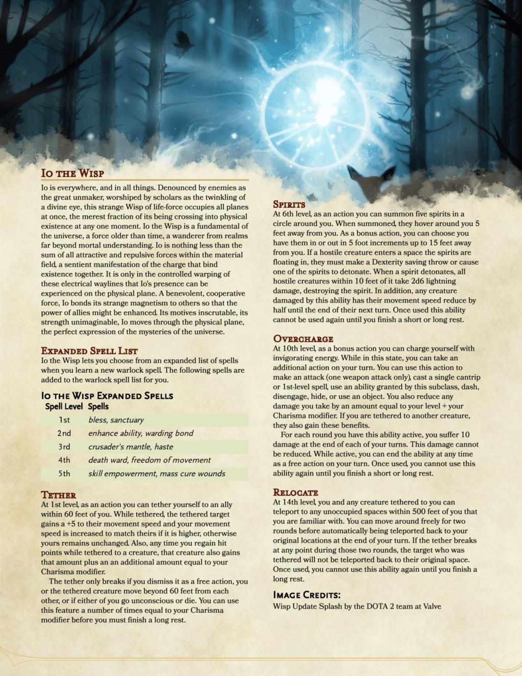 Warlock Otherworldly Patron: Io the&nbsp;Wisp