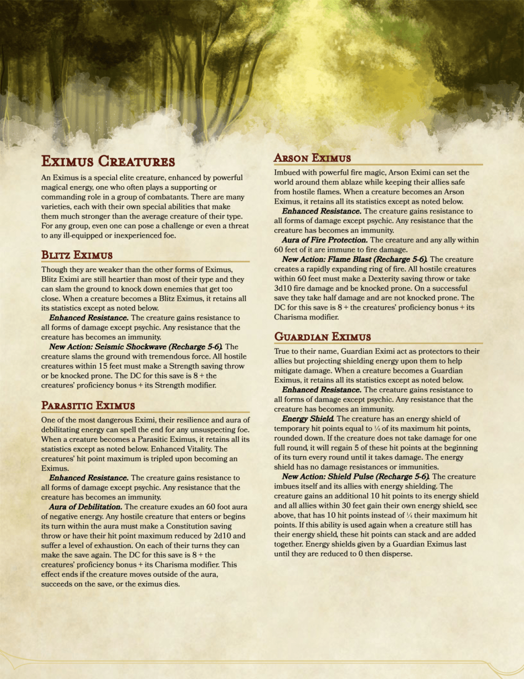 Eximus Creatures 2019