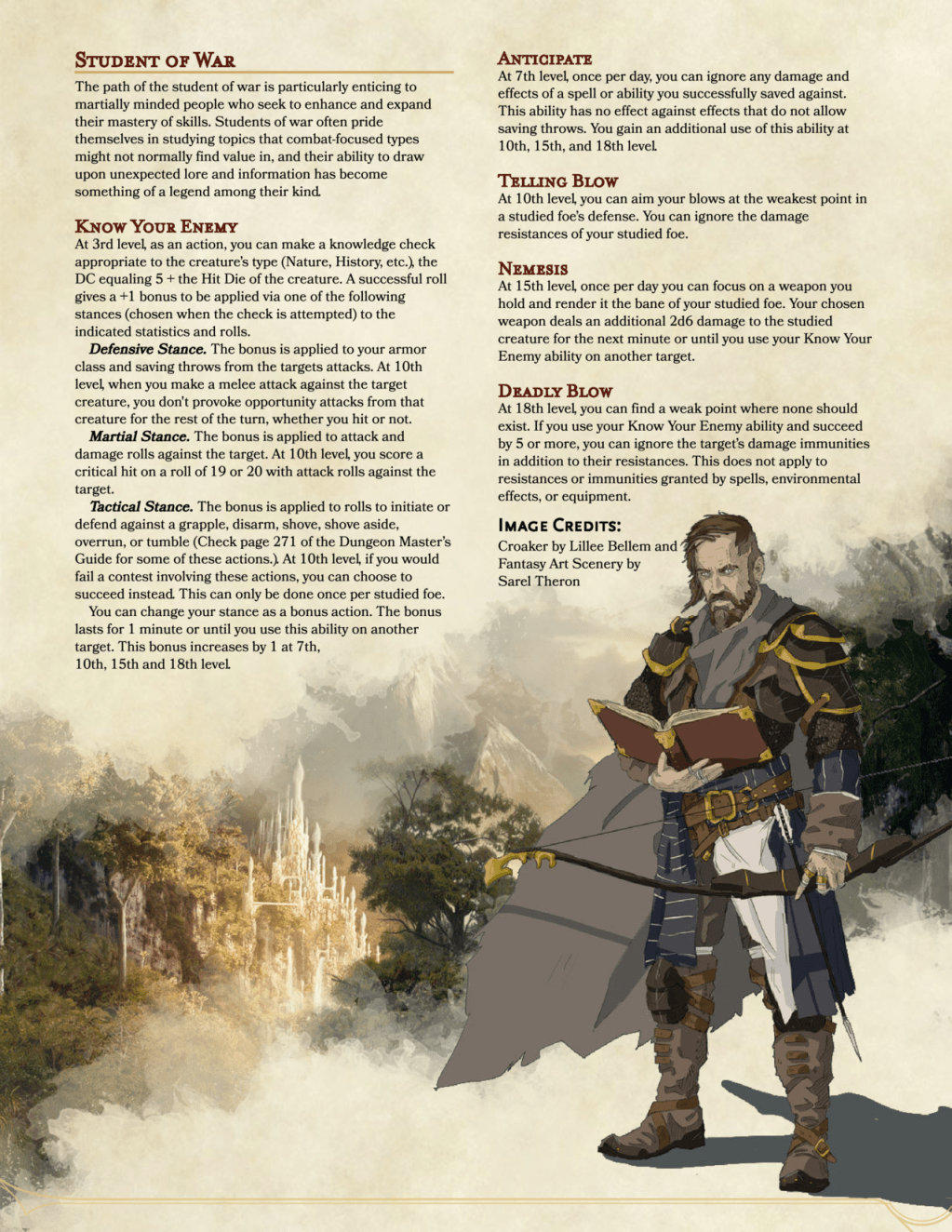 Fighter Martial Archetype: Student of&nbsp;War