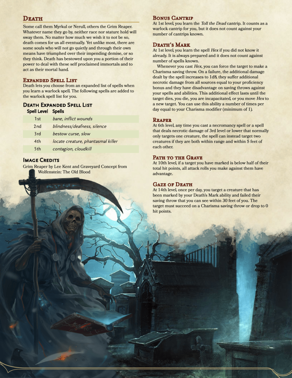 Warlock Otherworldly Patron: Death & Death’s&nbsp;Arsenal