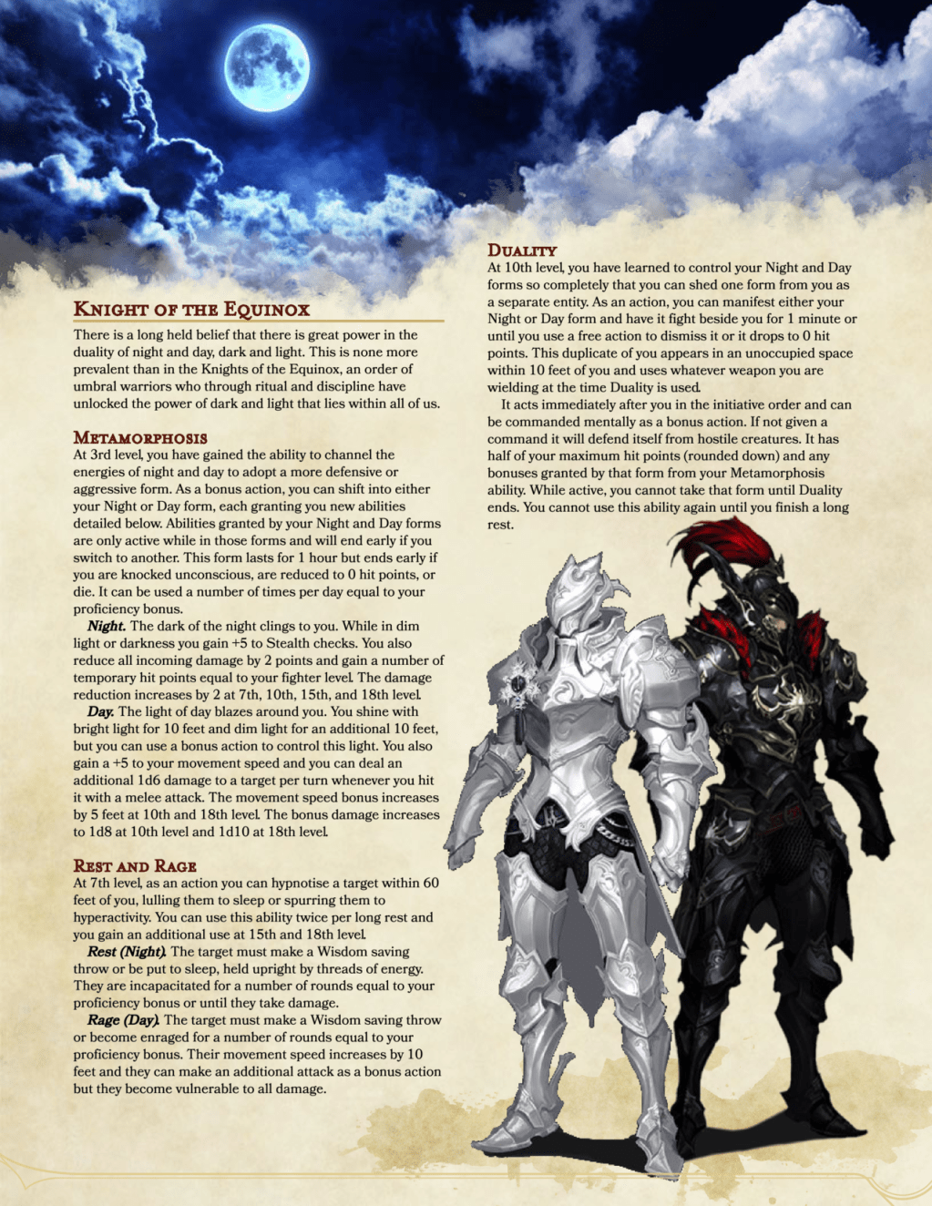 Fighter Martial Archetype: Knight of the&nbsp;Equinox