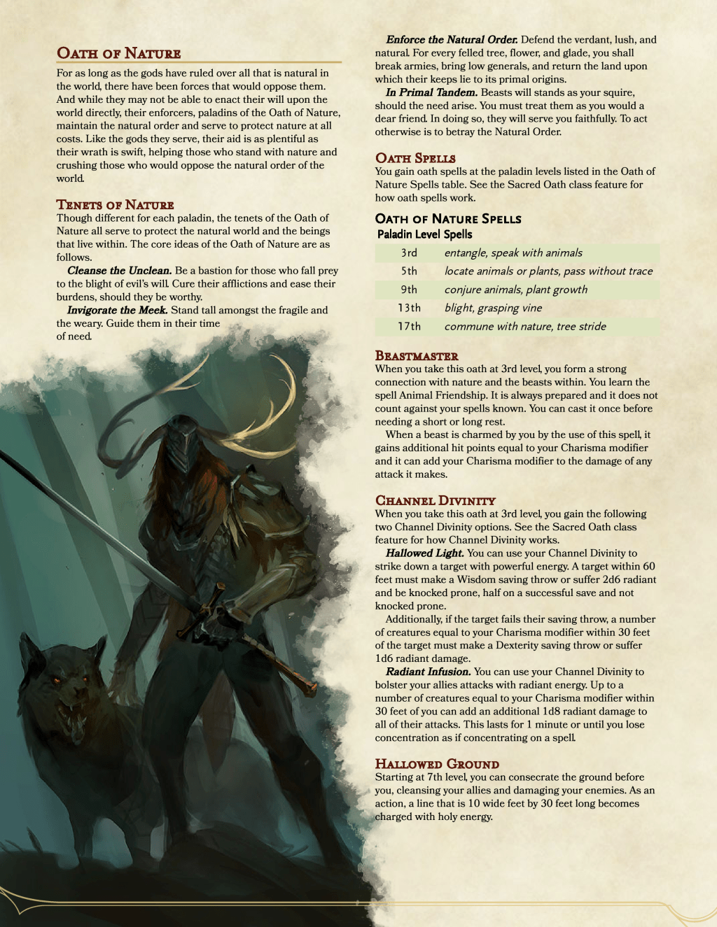 Paladin Sacred Oath: Oath of&nbsp;Nature