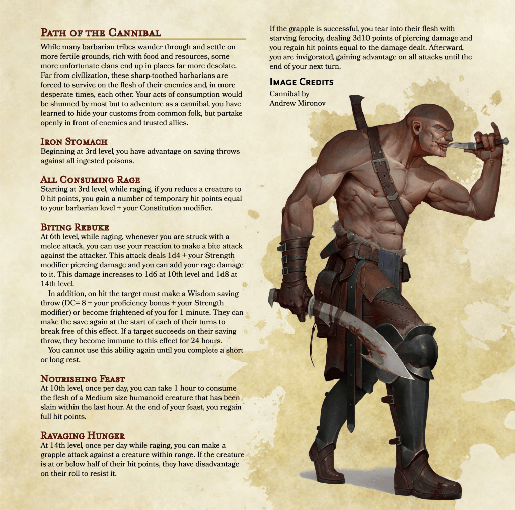 Barbarian Primal Path: Path of the&nbsp;Cannibal