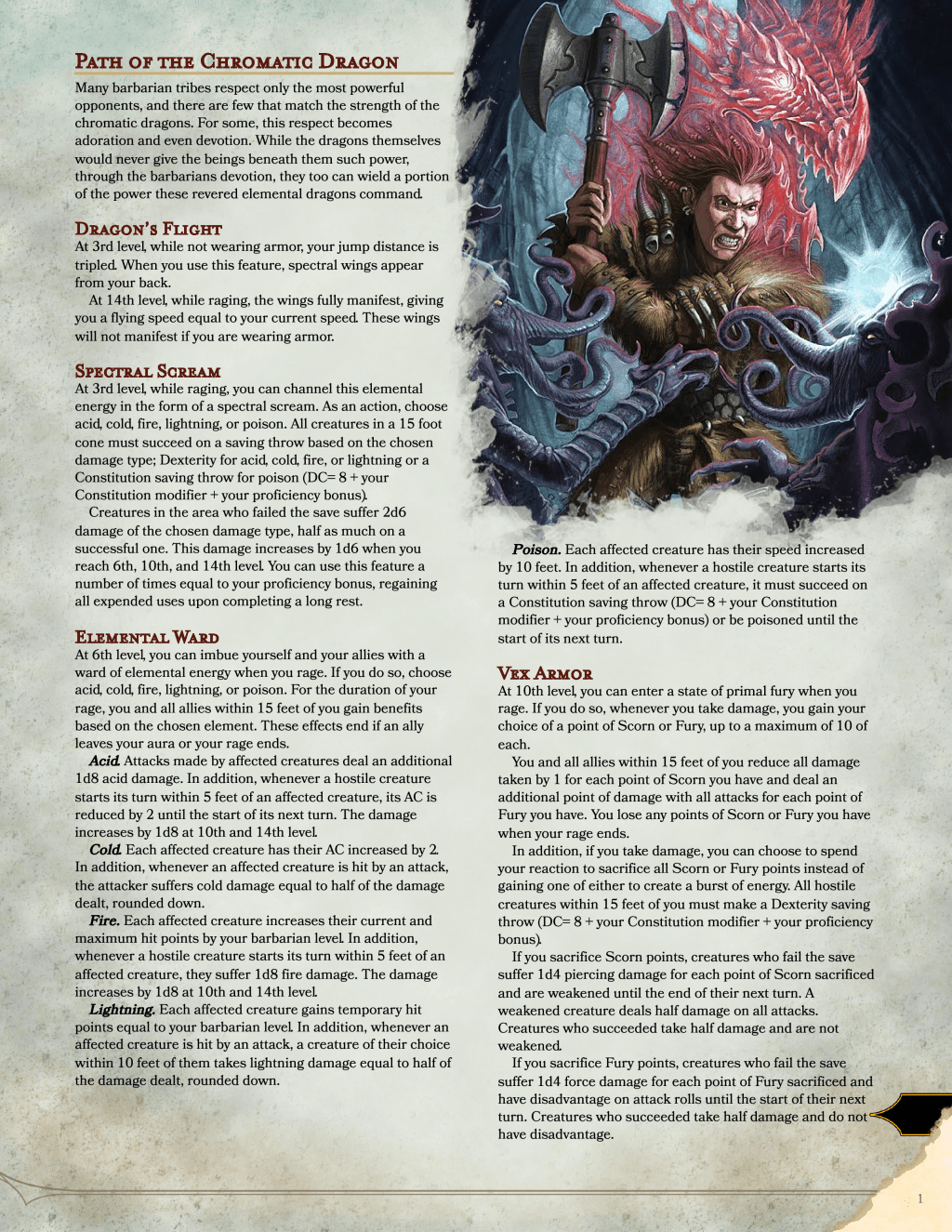 Barbarian Primal Path: Path of the Chromatic&nbsp;Dragon