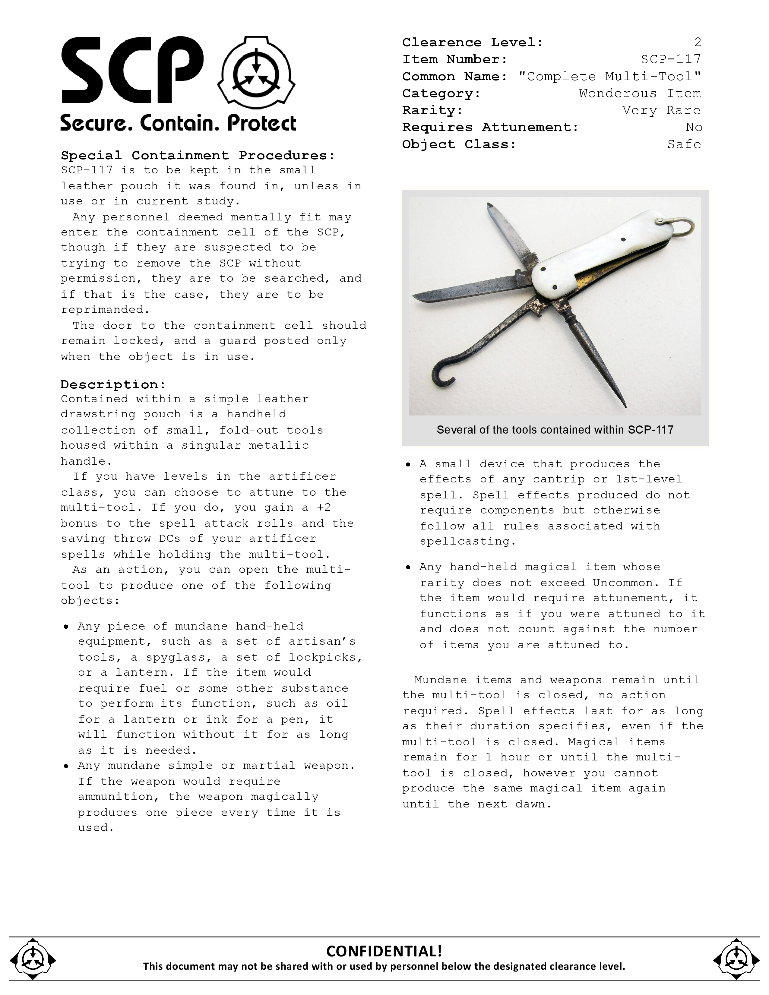 SCP Items: Batch I – The Foundry