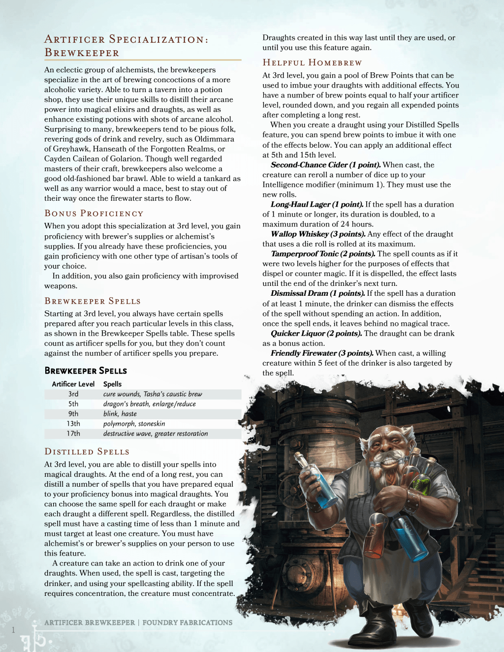 Artificer Specialization: Brewkeeper